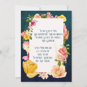 Blue Waterverf Funeral Programme Vibrant Floral Kaart