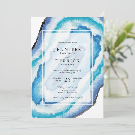 Blue Waterverf Geodes Kaart (Staand voorkant)