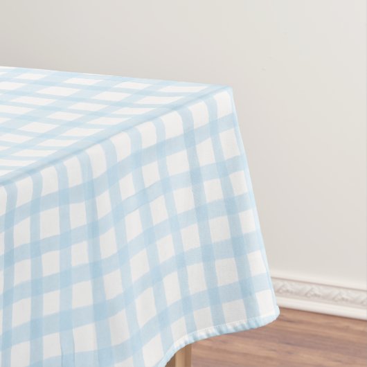 Blue Waterverf Gingham Baby shower tafelkleed (Voorbeeld)
