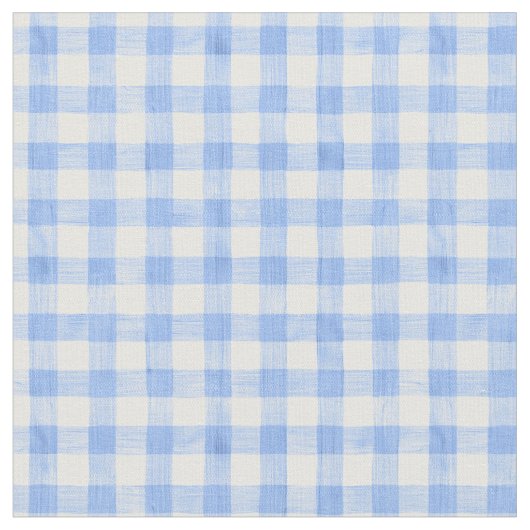 Blue Waterverf Gingham Fabric Stof (Close Up)