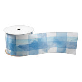 Blue Waterverf Gingham Satijnen Lint (Spoel)