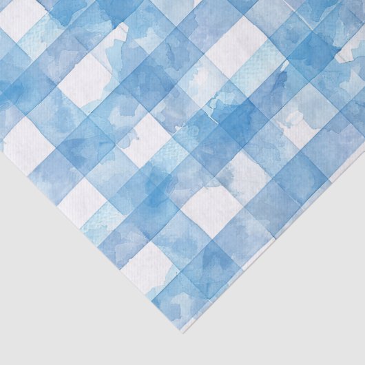 Blue Waterverf Gingham Tissuepapier (Detail)