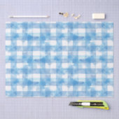 Blue Waterverf Gingham Tissuepapier (Craft)