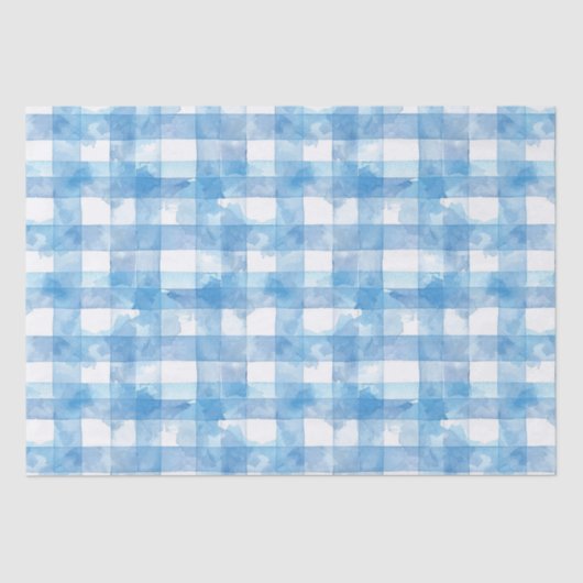 Blue Waterverf Gingham Tissuepapier (Voorkant)