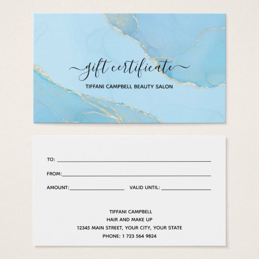 Blue Waterverf Glitter Cadeaubon Visitekaartje (Voorkant /achterkant)