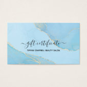 Blue Waterverf Glitter Cadeaubon Visitekaartje (Voorkant)