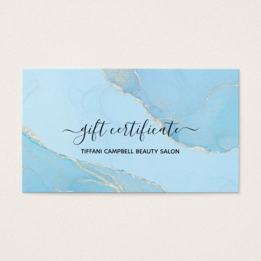 Blue Waterverf Glitter Cadeaubon Visitekaartje (Voorkant)