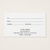 Blue Waterverf Glitter Cadeaubon Visitekaartje (Achterkant)