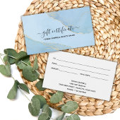 Blue Waterverf Glitter Cadeaubon Visitekaartje