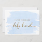 Blue Waterverf Gold Baby Brunch Uitnodiging (Achterkant)