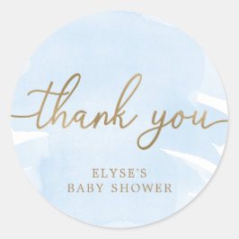 Blue Waterverf Gold Baby shower Favor Sticker