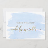 Blue Waterverf Gold Baby Sprinkle Invitation Kaart (Achterkant)