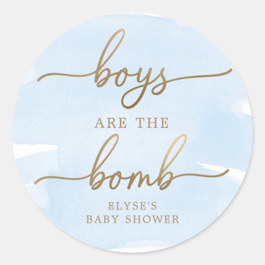 Blue Waterverf Gold Bath Bomb Favor Sticker (Voorkant)
