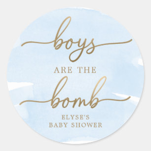 Blue Waterverf Gold Bath Bomb Favor Sticker
