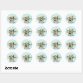 Blue Waterverf Gold Brush Stroke Baby shower Ronde Sticker (Vel)