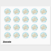 Blue Waterverf Gold Brush Stroke Baby shower Ronde Sticker (Vel)