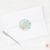 Blue Waterverf Gold Brush Stroke Baby shower Ronde Sticker (Envelop)