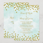 Blue Waterverf Gold Confetti Engagement Party Kaart (Voorkant / Achterkant)