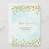 Blue Waterverf Gold Confetti Engagement Party Kaart (Achterkant)