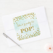 Blue Waterverf Gold Confetti Ze is klaar om te Pop Vierkante Sticker (Envelop)