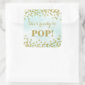Blue Waterverf Gold Confetti Ze is klaar om te Pop Vierkante Sticker (Tas)