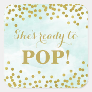 Blue Waterverf Gold Confetti Ze is klaar om te Pop Vierkante Sticker