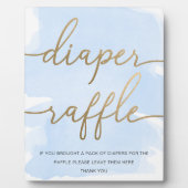 Blue Waterverf Gold Diaper Raffle Sign Fotoplaat (Voorkant)