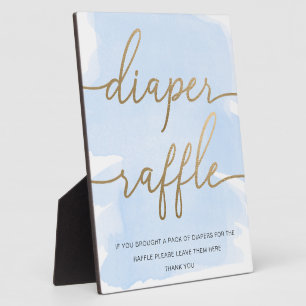 Blue Waterverf Gold Diaper Raffle Sign Fotoplaat