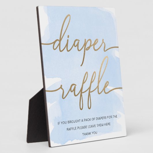 Blue Waterverf Gold Diaper Raffle Sign Fotoplaat (Zijkant)