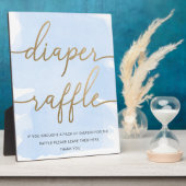 Blue Waterverf Gold Diaper Raffle Sign Fotoplaat (Zijkant)