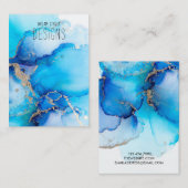 Blue Waterverf Gold Earring Display Kaart Visitekaartje (Voorkant / Achterkant)