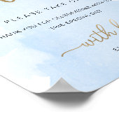 Blue Waterverf Gold Favors Sign Poster (Hoek)