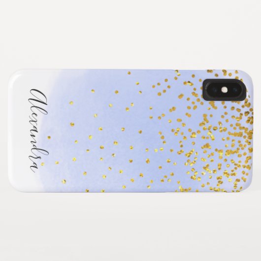 Blue Waterverf Gold Foil Glitter Confetti Case-Mate iPhone Case (Achterkant (horizontaal))