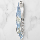 Blue Waterverf Gold Glitter Artsy Abstract Glam Kurkentrekker (Achterkant)