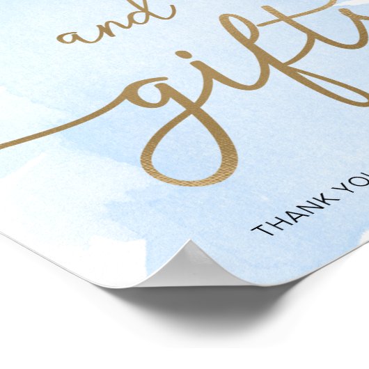 Blue Waterverf Gold Kaarten en cadeaubonbons Poster (Hoek)