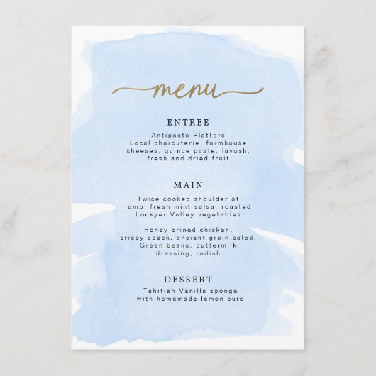 Blue Waterverf Gold Menu (Voorkant)