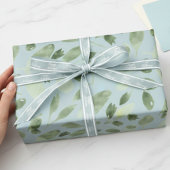 Blue Waterverf Greenery Vakantie Cadeaupapier