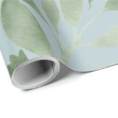 Blue Waterverf Greenery Vakantie Cadeaupapier (Rol Hoek)