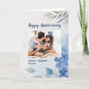 Blue Waterverf Happy Jubileum Custom Branded Kaart