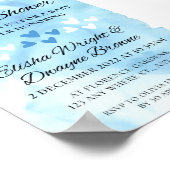 Blue Waterverf Heart Baby shower Briefkaart Poster (Hoek)