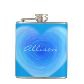 Blue Waterverf Heart Cute Modern Monogrammed Heupfles (Voorkant)