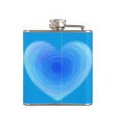 Blue Waterverf Heart Cute Modern Monogrammed Heupfles (Achterkant)