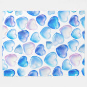 "Blue Waterverf Heart Fleece Blanket" (Voorkant (Horizontaal))