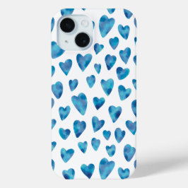 Blue Waterverf Heart iPhone Case