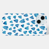 Blue Waterverf Heart iPhone Case (Achterkant (horizontaal))