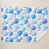 "Blue Waterverf Heart Sherpa Blanket" Deken (Voorkant (horizontaal))
