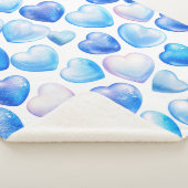 Blue Waterverf Heart Sherpa Blanket (Medium) Sherpa Deken (3/4)