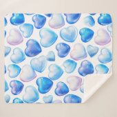 Blue Waterverf Heart Sherpa Blanket (Medium) Sherpa Deken (Voorkant (horizontaal))