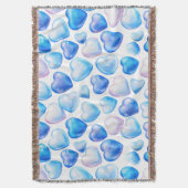 "Blue Waterverf Heart Throw Blanket" Deken (Voorkant Verticaal)