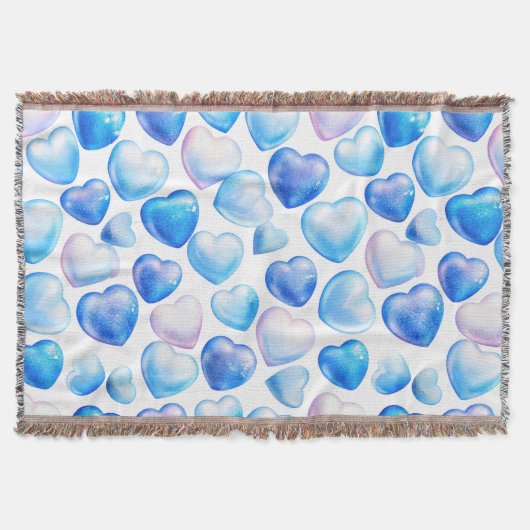 "Blue Waterverf Heart Throw Blanket" Deken (Voorkant)